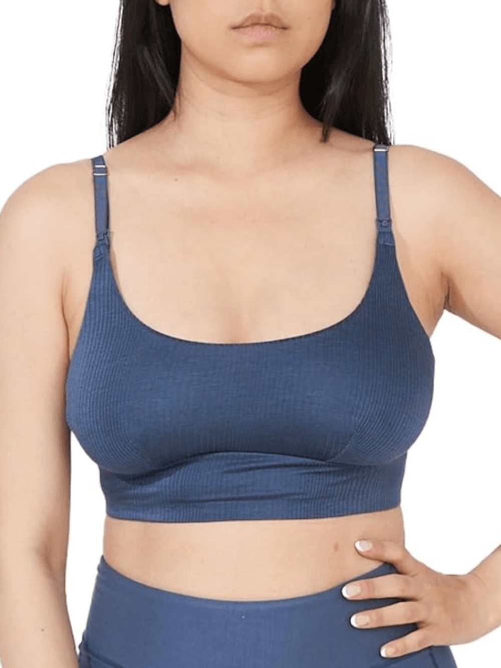 Bodily Do Everything Ribbed Scoop Bralette - Blue